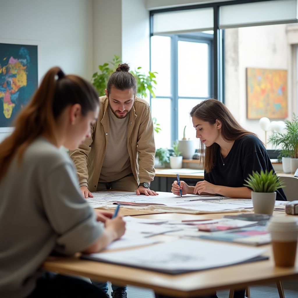 Estudiantes trabajando en un proyecto de diseño